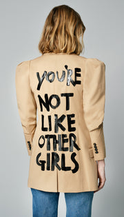Hand-Painted Scrunch Slv Blazer – “You’re Not Like Other Girls”