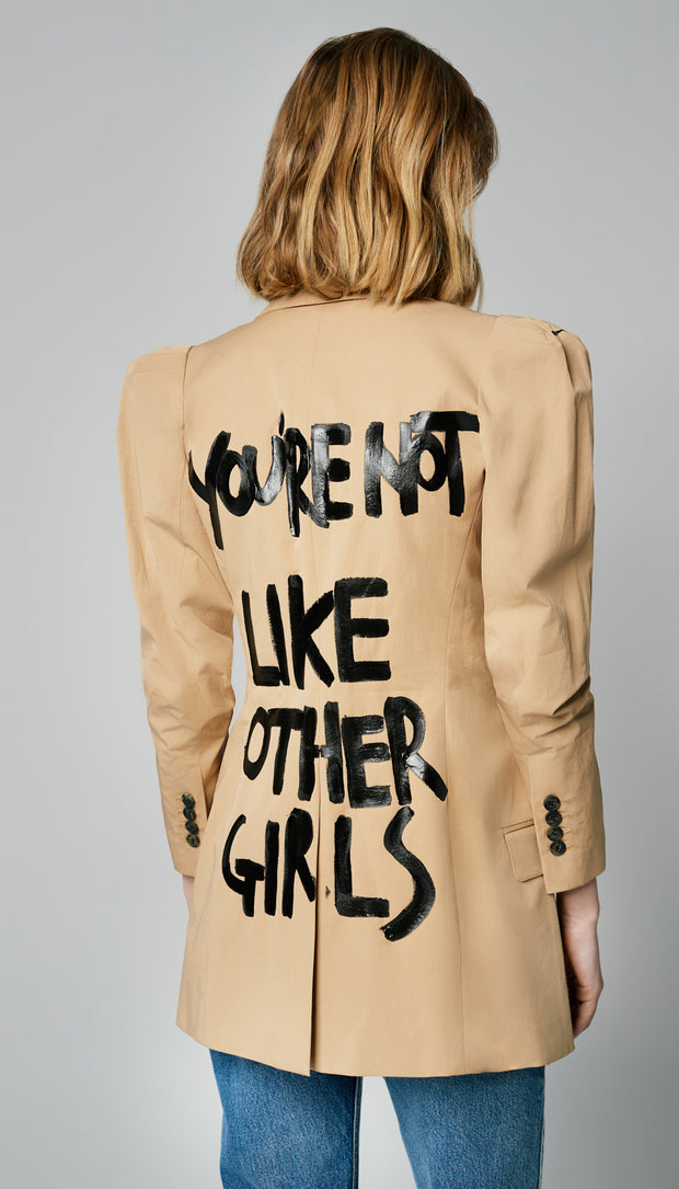Hand-Painted Scrunch Slv Blazer – “You're Not Like Other Girls”