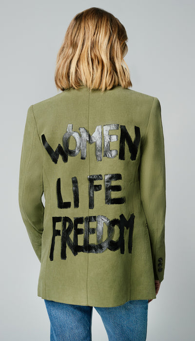 Hand-Painted 90's Blazer – “Women Life Freedom”