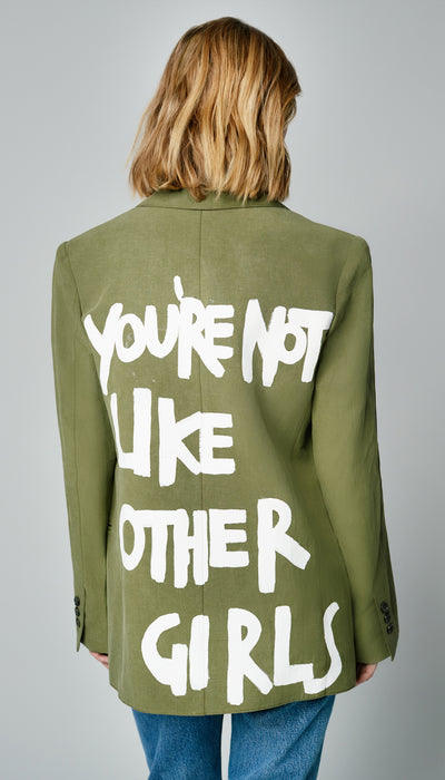 Hand-Painted 90's Blazer – “You're Not Like Other Girls”