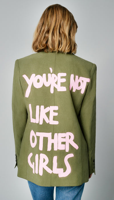 Hand-Painted 90's Blazer – “You're Not Like Other Girls”